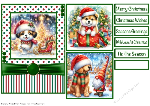 Christmas Puppies #2 Card Front 5x7