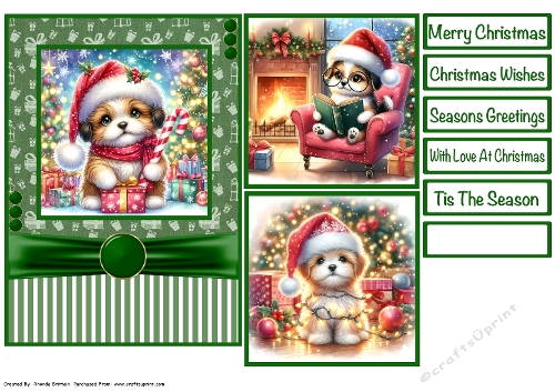 Christmas Puppies #3 Card Front 5x7
