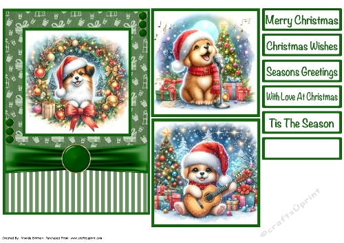Christmas Puppies #4 Card Front 5x7