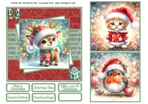 Christmas Animals #3 Card Front 6x6