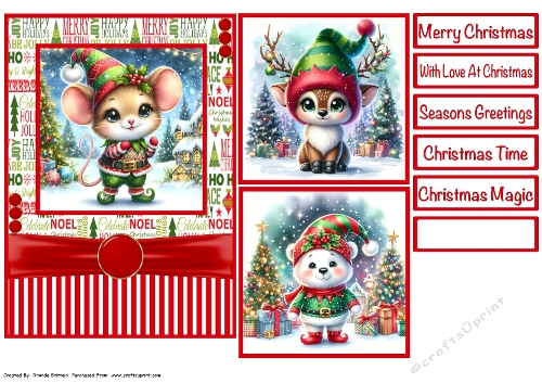 Christmas Animal Elfs #1 Card Front 5x7