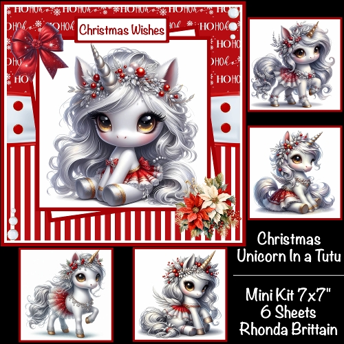 Christmas Unicorn In A Tutu Mini Kit 7x7