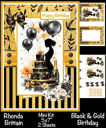 Black and Gold Birthday Mini Kit 5x7