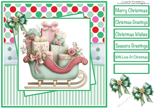 Christmas Sleigh Card Front 8x8