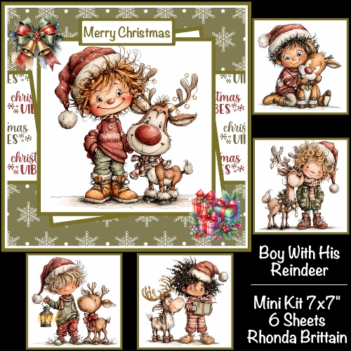 Boy With His Reindeer Mini Kit 7x7
