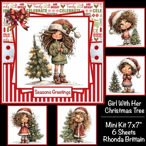 Girl With Her Christmas Tree Mini Kit 7x7
