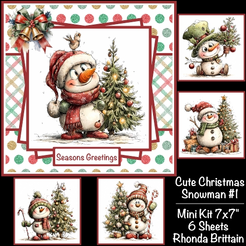 Cute Christmas Snowman #1 Mini Kit 7x7