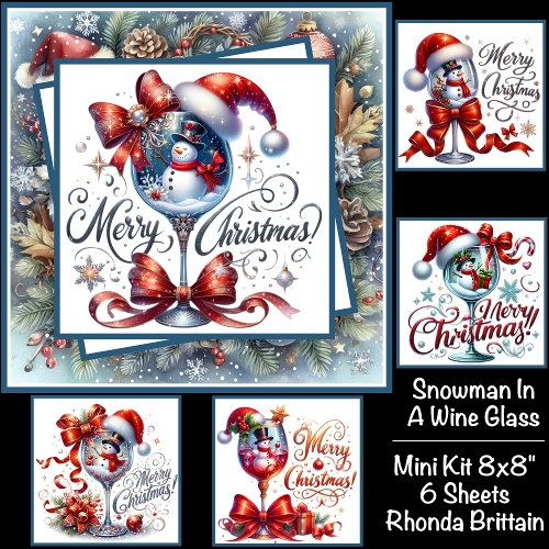 Snowman In A Wine Glass Mini Kit 8x8