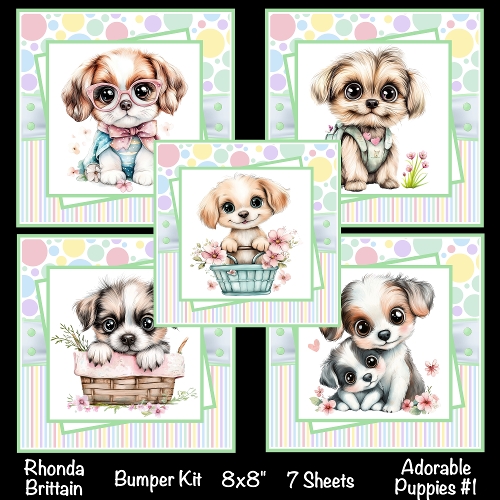 Adorable Puppies #1 8x8 Card Fronts Bumper Kit