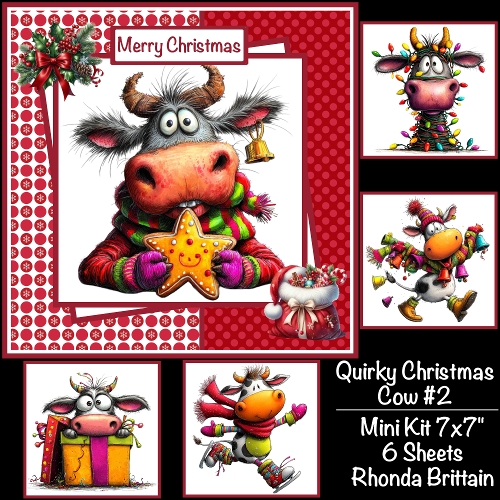 cup1402920_40 - Quirky Christmas Cow #2 Mini Kit 7x7