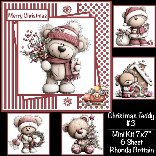 Christmas Teddy #3 Mini Kit 7x7