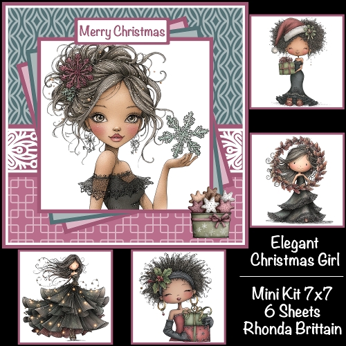 Elegant Christmas Girl Mini Kit 7x7