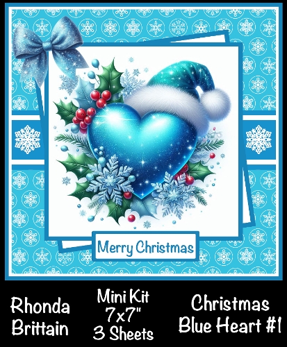 Christmas Blue Heart #1 Mini Kit 7x7
