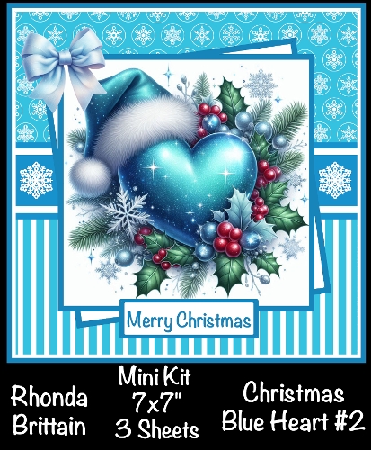 Christmas Blue Heart #2 Mini Kit 7x7