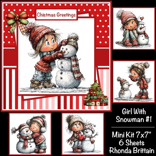 Girl With Snowman #1 Mini Kit 7x7