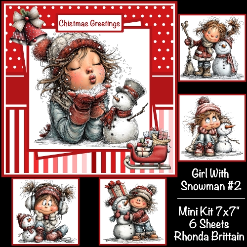 Girl With Snowman #2 Mini Kit 7x7