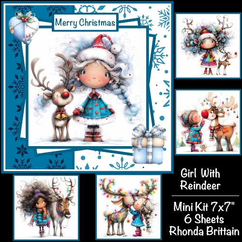 Girl With Reindeer Mini Kit 7x7