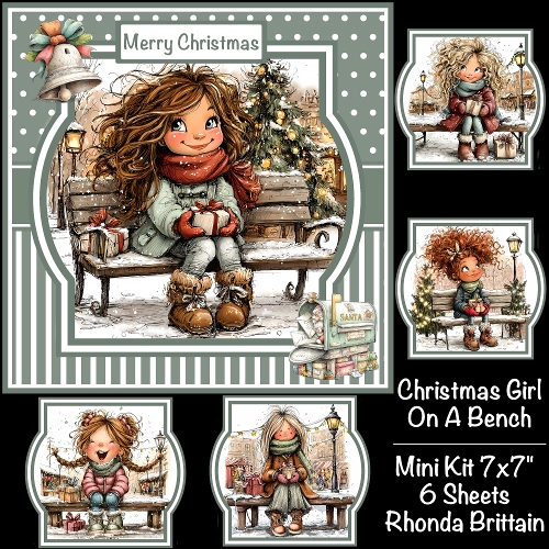 Christmas Girl On A Bench Mini Kit 7x7