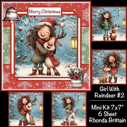 Girl With Reindeer #2 Mini Kit 7x7