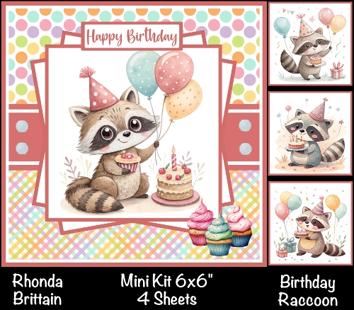 Birthday Raccoon Mini Kit 6x6 (4)