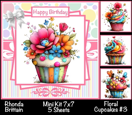 Floral Cupcakes #3 Mini Kit 7x7 (4)