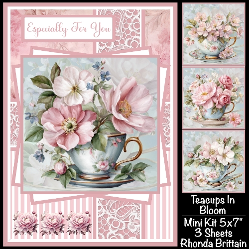 Teacups In Bloom Mini Kit 5x7 (3) Plus Bonus