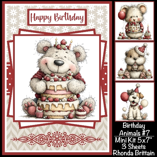 Birthday Animals #7 Mini Kit 5x7 (3) Plus Bonus