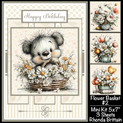 Flower Baskets #2 Mini Kit 5x7 (3) Plus Bonus