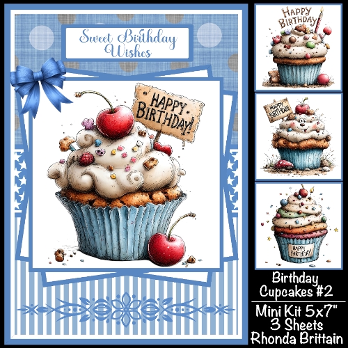 Birthday Cupcakes #2 Mini Kit 5x7 (3) Plus Bonus
