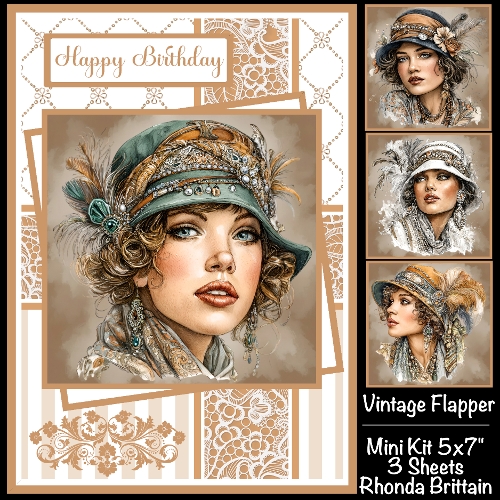 Vintage Flapper Mini Kit 5x7 (3) Plus Bonus 