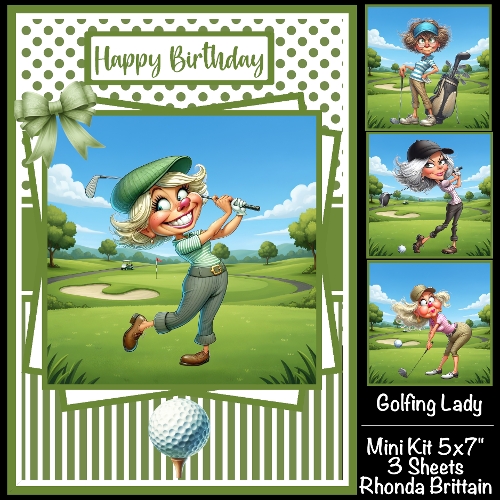 Golfing Lady Mini Kit 5x7 (3) Plus Bonus