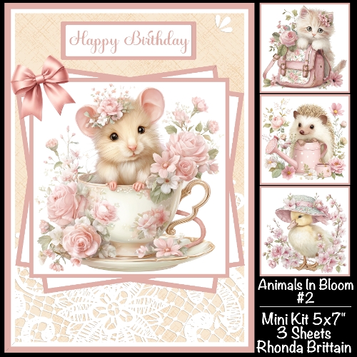 Animals In Bloom #2 Mini Kit 5x7 (3) Plus Bonus