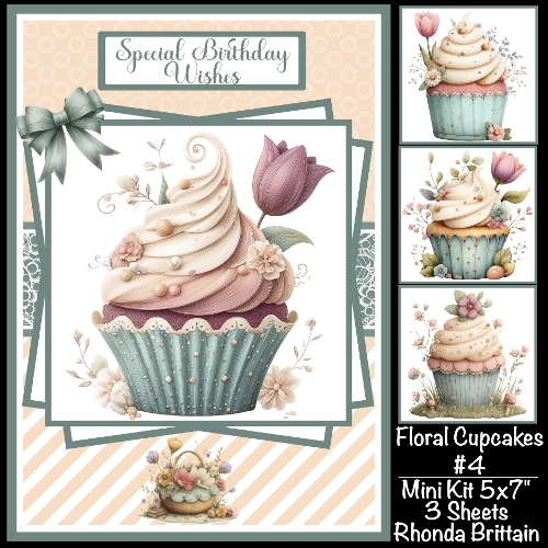 Image of cup1437576_40 - Floral Cupcakes #4 Mini Kit 5x7 (3) Plus Bonus