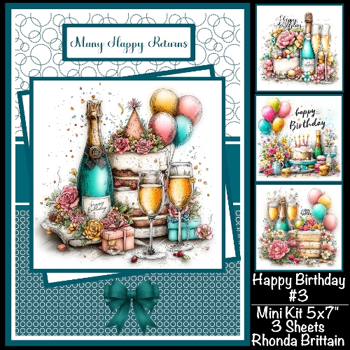 Happy Birthday #3 Mini Kit 5x7 (3) Plus Bonus