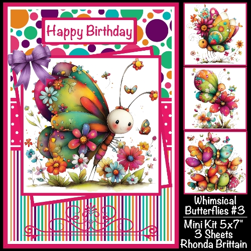 Whimsical Butterflies #3 Mini Kit 5x7 (3) Plus Bonus