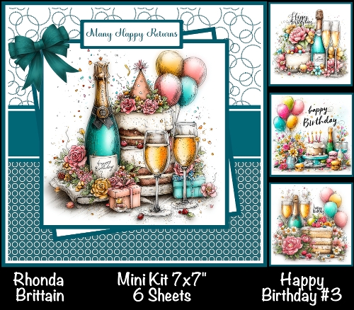 Happy Birthday #3 Mini Kit 7x7 (4) Plus Bonus *Customer Request*