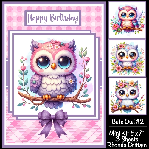 cup1438515_40 - Cute Owl #2 Mini Kit 5x7 (3) Plus Bonus