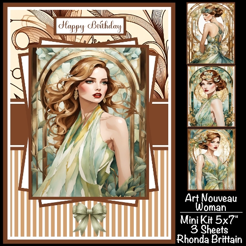 Art Nouveau Woman Mini Kit 5x7 (3) Plus Bonus