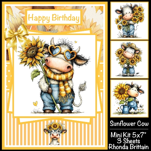 Sunflower Cow Mini Kit 5x7 (3) Plus Bonus