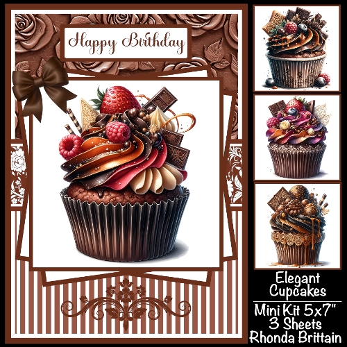 Elegant Cupcakes Mini Kit 5x7 (3) Plus Bonus