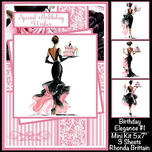Birthday Elegance #1 Mini Kit 5x7 (3) Plus Bonus