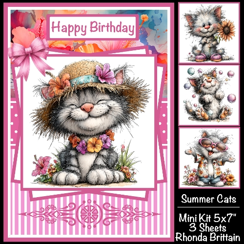 Summer Cats Mini Kit 5x7 (3) Plus Bonus
