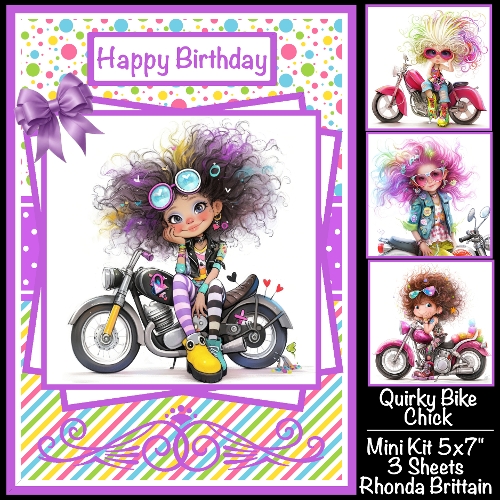 Quirky Biker Chick Mini Kit 5x7 (3) Plus Bonus