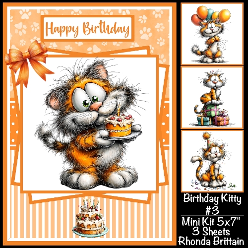 Birthday Kitty #3 Mini Kit 5x7 (3) Plus Bonus