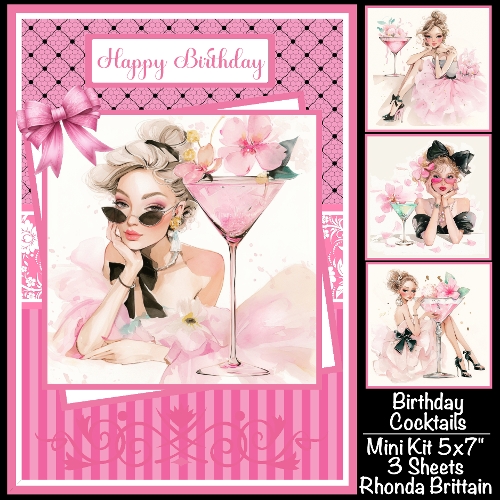Birthday Cocktails Mini Kit 5x7 (3) Plus Bonus