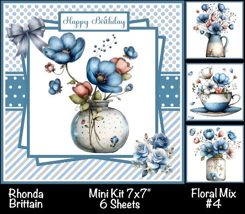 Floral Mix #4 Mini Kit 7x7 (6) Plus Bonus
