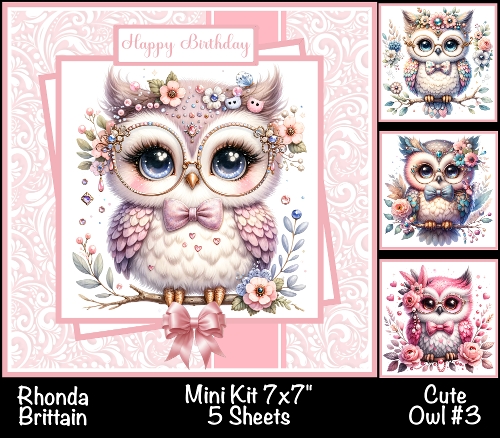 Cute Owl #3 Mini Kit 7x7 (5) *Customer Request*