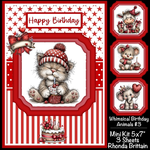 Whimsical Birthday Animals #3 Mini Kit 5x7 (3)