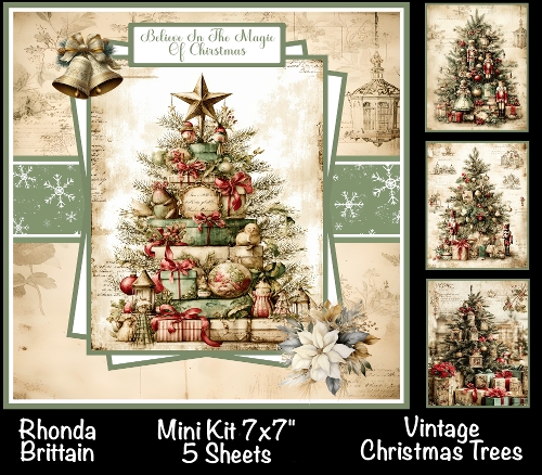 Vintage Christmas Trees Mini Kit 7x7 (5)