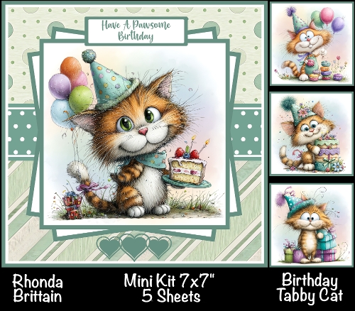 Birthday Tabby Cat Mini Kit 7x7 (5) *Customer Request*